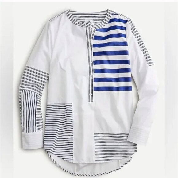 J. Crew Thomas Mason Tunic Top Womens Mixed Stripe Sz Small Preppy Coastal Chic - Picture 1 of 9